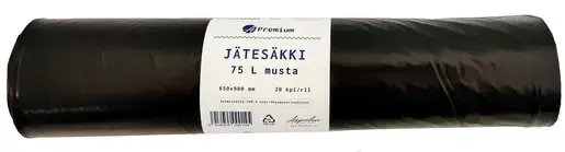 JÄTESÄKKI 20KPL/75L 0,04 MUSTA